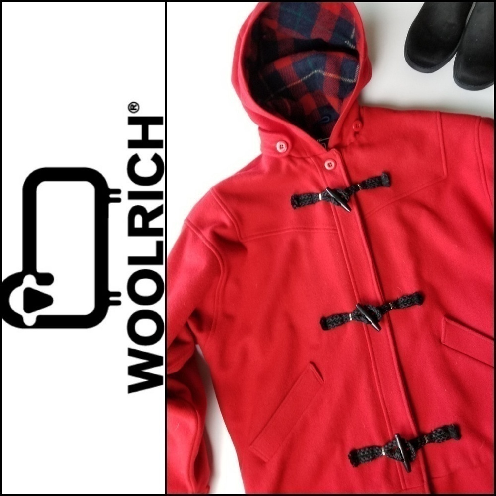𝅺WOOLRICH Vintage Virgin Wool Coat Jacket Toggle Button Closure!